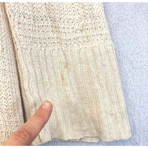 Talbots Open Front LINEN Blend Cardigan Sweater XL Ivory Beige Beach Bonfire - Picture 6 of 13